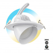 Regulowany okrągły downlight LED CCT 38W - Biały - 120° Sterownik LIFUD