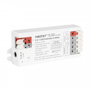 Kontroler taśmy LED 2 w 1 - jednokolorowy - CCT - 12/24 V DC - 2,4 GHz - MiBoxer - E2-RF