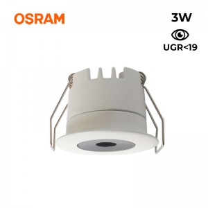 Downlight LED encastrável Mini 3W Baixo UGR 40x32,1mm