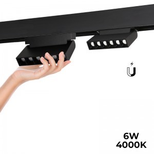 Luminária linear LED orientável para carril magnético 48V - 6W - UGR16 - Preto