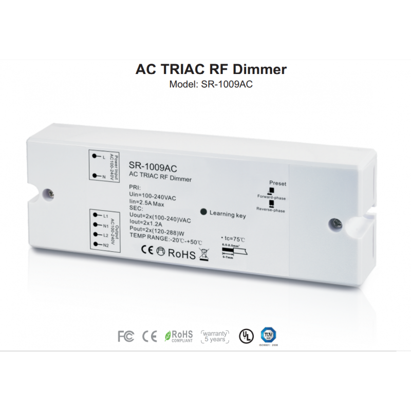 Controlador Monocrom Tico Regul Vel Por Cor Ac Triac Dimmer Rf