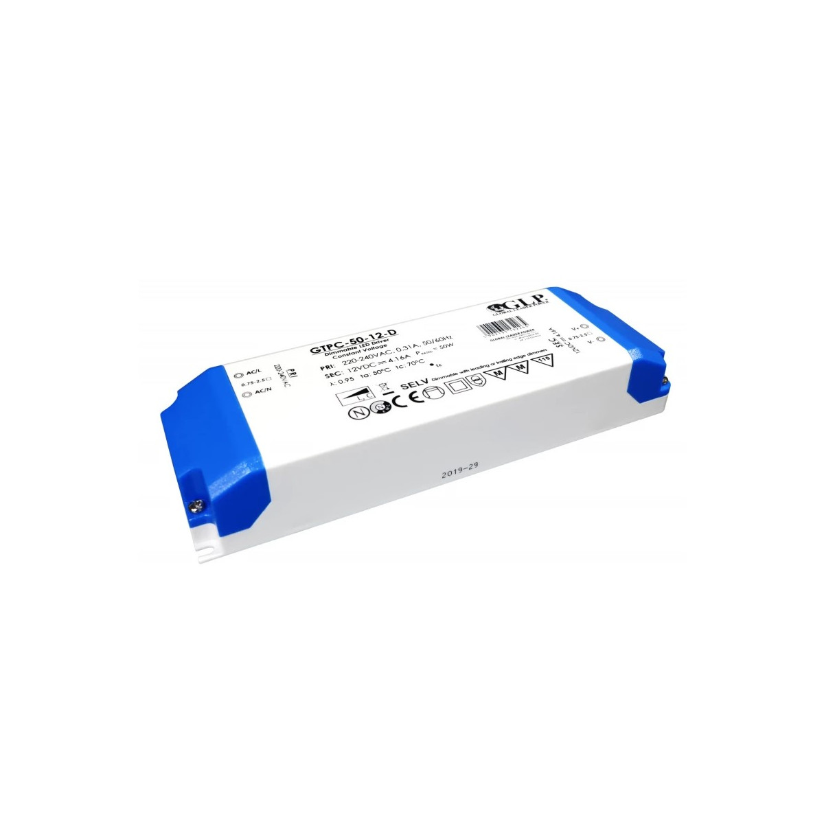 Fonte de alimentação LED  Triac regulável - 50W - 12V - GPL