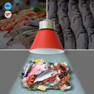 Luminária vermelha para peixes e mariscos