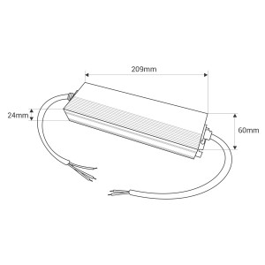 dimensões Fonte de alimentação fina estanque 200W 24V - 8,33A - IP67