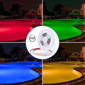 Iluminação de piscinas com fitas LED RGBW impermeáveis