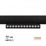 Projetor linear ajustável para carril magnético 48V- 12W - 2800K - Chip OSRAM - UGR18 - Preto