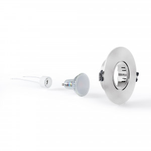 KIT Aro downlight Ø110mm (prateado) + Lâmpada GU10 5,4W + Suporte da lâmpada