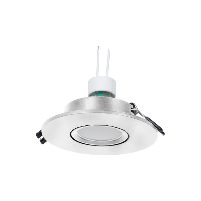 KIT Aro downlight Ø110mm (prateado) + Lâmpada GU10 5,4W + Suporte da lâmpada