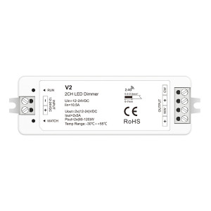 Controlador CCT 12-24V DC - 2 canais - 5A/canal - RF 2.4GHz - Skydance