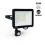 Projetor LED exterior com sensor de movimento PIR - 50W - IP65 - 6000K | holofotes led exterior