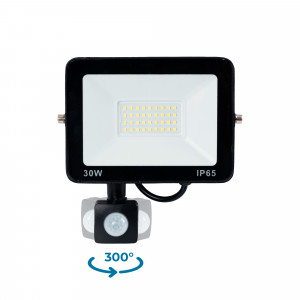 Projetor LED exterior com sensor de movimento PIR - 30W - IP65 - 6000K