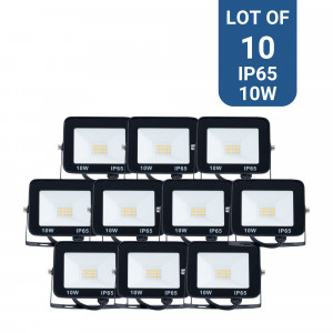 Conjunto de 10 projectores LED para exterior 10W - 95lm/W - IP65