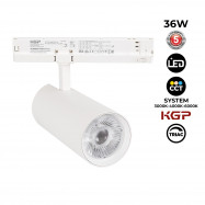 Projetor de calha trifásica LED 36W - CCT - TRIAC regulável - CRI90 - 3300 lm