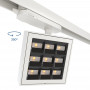 Projetor quadrado de calha trifásica LED - Potência regulável: 12-42W - 4000K - CRI 90 - Ângulo 35° x 70°