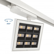 Projetor quadrado de calha trifásica LED - Potência regulável: 12-42W - 4000K - CRI 90 - Ângulo 35° x 70°