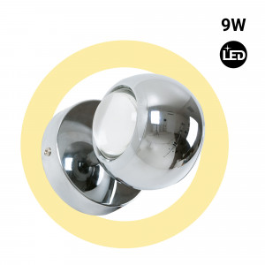 Aplique de parede LED com ótica "BOO" 9W - Cromado - Up & Down - 2700K