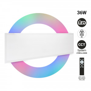 Painel LED de luz de fundo de superfície 120x30cm - 36W - CCT + RGB IC - Com controle remoto