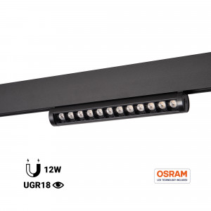 Foco linear orientável para trilho magnético 48V- 12W - Chip OSRAM - UGR18 - CRI90