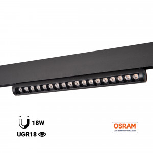 Foco linear orientável para trilho magnético 48V - 18W - Chip OSRAM - UGR18 - CRI90